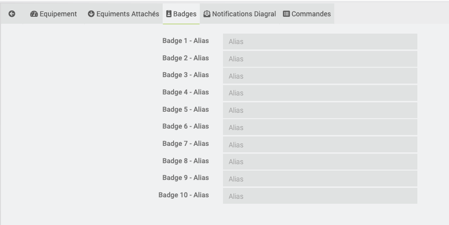Configuration des alias de badges